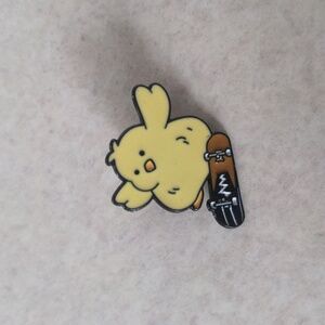 4/$20 novelty enamel pin chick riding skateboard